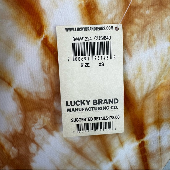 Lucky Brand Orange Tie-Dye Dress Silk Lace Slip XS Surfer Girl - Picture 6 of 12